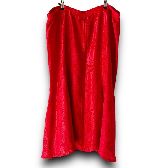 Handmade 90s Red Rose Print Tulip Hem Retro Grunge Skirt Plus Size 3x 42” Waist - Picture 3 of 5